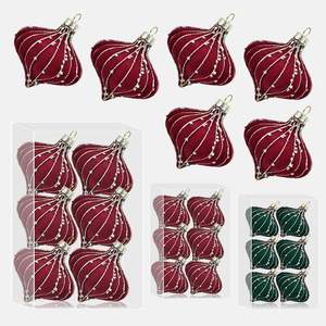 New Cross-border Bestseller Modern Premium Texture 8cm Flocked Painted Sequin Shatterproof Christmas Balls <b>Tree</b> Ornaments - Product Image 1