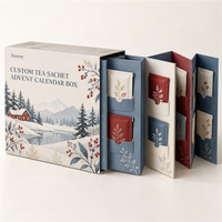 Boîte de calendrier de l'avent minimaliste pliable et recyclable personnalisée pour 24 jours, en carton blanc 350 g/m², avec 24 portes découpées, plateau de séparation et impression CMJN