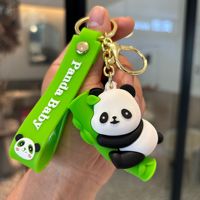 Porte-clés personnalisable en PVC motif panda de dessin animé, pendentif mignon pour couple, porte-monnaie, cadeau promotionnel pour machine à attraper les cadeaux de vacances