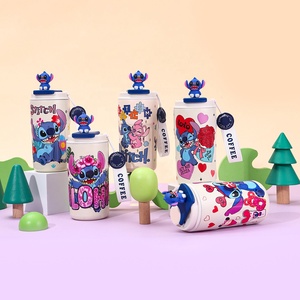 Dibujos animados <span class=keywords><strong>3D</strong></span> <span class=keywords><strong>Stitch</strong></span> muñeca tapa <span class=keywords><strong>taza</strong></span> de café lindo vaso de paja botellas de agua de aislamiento de acero inoxidable para niños - Product Image 1
