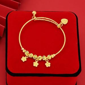 Bracelet ajustable plaqué or de Dubaï, style indien, en laiton, pour femmes et enfants, manchette ouverte épaisse, tendance, vente chaude - Product Image 3