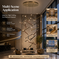 Lustre encastré en cristal doré titane de luxe, luminaire suspendu pour escalier LED LG-BY325