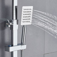 Système de douche en chrome poli, colonne de douche intégrée en chrome avec douchette à main, facile à installer