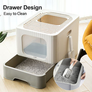 Bac à litière pliable pour chat avec couvercle entièrement fermé, résistant aux éclaboussures et aux fuites, bord élevé et inodore, facile à installer et à nettoyer - Product Image 6