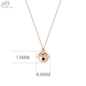 Collier pendentif en or blanc massif 18 carats de haute qualité, design cloche mignon, bijoux fins, diamant naturel véritable, cadeau d'anniversaire pour filles - Product Image 4