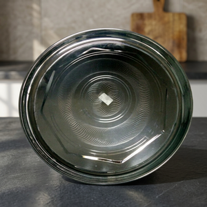 Stainless Steel Modern Round Dinner Plate <b>Mirror</b> Polished Eco-Friendly Durable Raised Rim Dishwasher Safe Serving Dish - Product Image 4