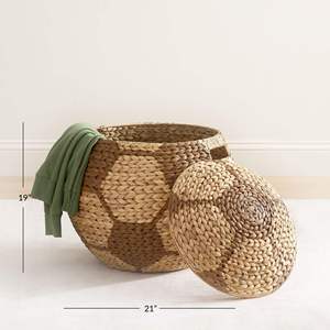 Cesta Tejida de Jacinto de Agua Sostenible con Tapa, Cesto de Ropa Multiusos para Bebés, Decoración de Cuarto Infantil y Organización de Juguetes - Product Image 3