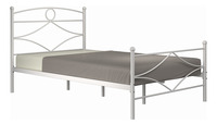 Lit double moderne en métal avec cadre géométrique circulaire, lattes métalliques rafraîchissantes inclinables, aucun sommier tapissier nécessaire, pour chambre et appartement