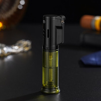 Encendedor de Gas Transparente de Plástico para Antorcha de Chorro Recto, Llama Azul Ecológica, Resistente al Viento, Recargable con Butano, Logotipo Personalizado
