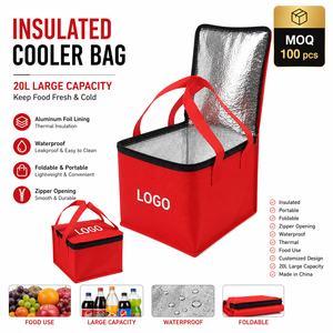 Sac isotherme 20L grande capacité en aluminium, sac isotherme pliable pour livraison de repas, pique-nique, vente en gros - Product Image 1