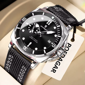 POEDAGAR 873 Luxury Sport Nylon Leather 44mm Round Dial Montre Homme Luminous Waterproof Men Quartz Watch - Product Image 3