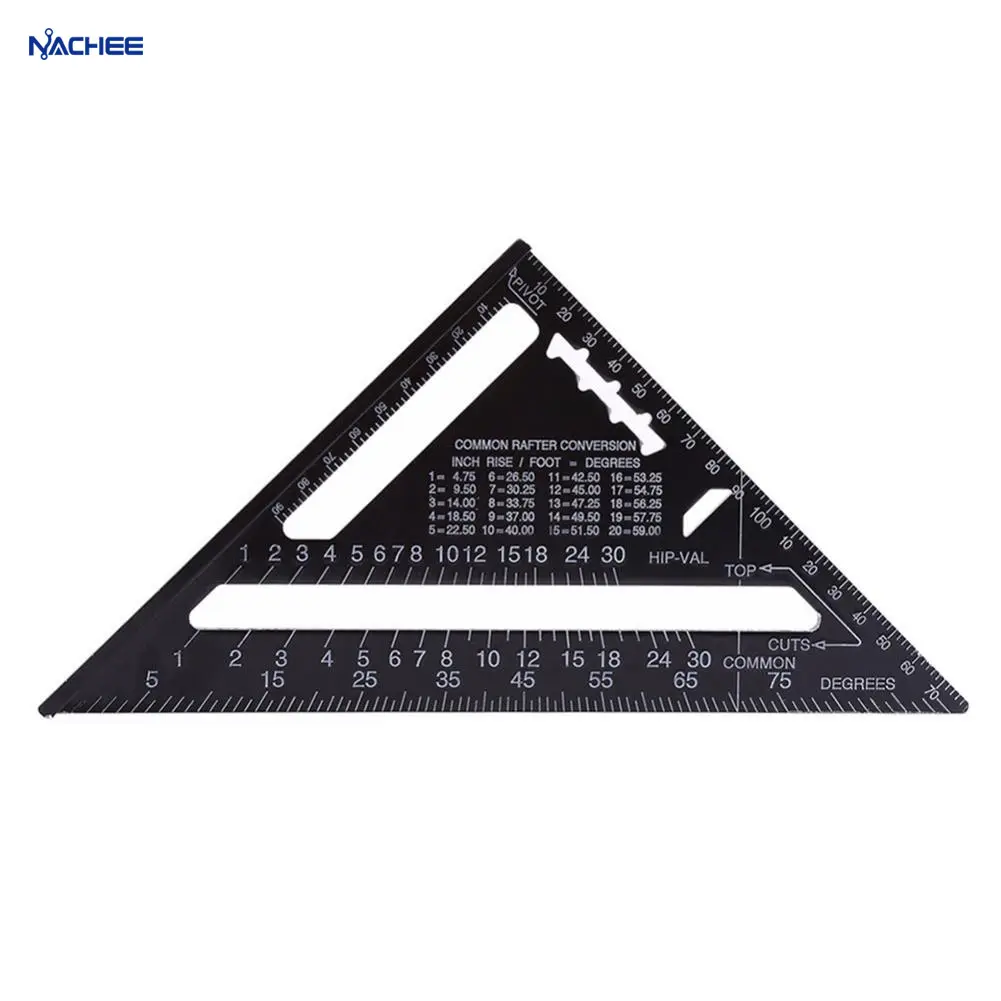 12in Metric Triangolo Angolo di Goniometro righello Quadrato di Alluminio Della Lega del Triangolo del Falegname lavorazione del legno di Misura righello Strumento di Layout