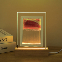 Tableau de sable mouvant 3D avec base en résine lumineuse LED à brancher, décoration pour la maison, le salon et la chambre, scène dynamique en forme d'heure de pointeuse
