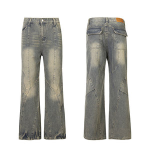 Manufacturers High Quality Wide Leg Denim <b>Overalls</b> Hip Hop Fashion Custom Print Washed Distressed Designer Vintage Baggy <b>Men</b> - Product Image 1