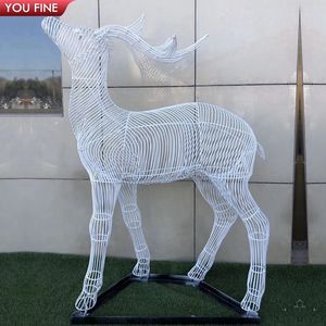 חיצוני גן קישוט רשת נירוסטה צבי חוט פיסול - Product Image 2