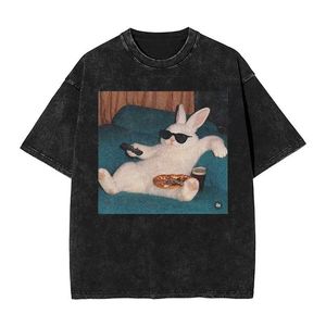 Camiseta Unisex Divertida con Estampado de Gato en la Bañera '<span class=keywords><strong>How</strong></span> to Be Rich', Estilo Vintage Lavado, Negra, Holgada, Informal, de Manga Corta para Hombre - Product Image 4