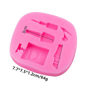 Molde de silicona para decoración de tartas y fondant con formas irregulares: lápiz labial, lápiz de cejas, perfume, esmalte de uñas, tacones altos y gráficos DIY - Product Image 2