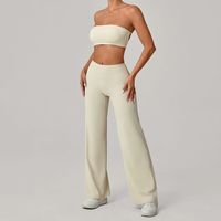 Ensemble de yoga pour femmes avec soutien-gorge de sport en tube doux comme du beurre personnalisé, pantalon à jambe droite, pantalon qui remonte les fesses, vêtements de sport respirants, leggings