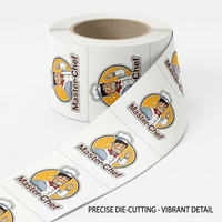 Étiquettes autocollantes pour contenants alimentaires à emporter, rouleau de logo de dessin animé Master Chef, autocollants en vinyle résistants à l'huile pour boîtes de préparation de repas