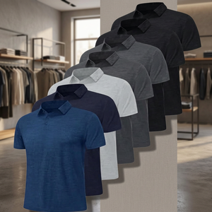 Chemises pour hommes grandes tailles, unies, teintes, à séchage rapide, en polyester/coton, manches courtes, décontractées, pour le golf, sport, vente en gros - Product Image 3