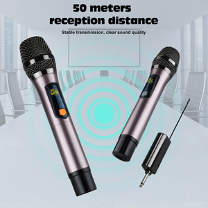 Microphones sans fil UHF doubles portables, portée 50m, faible latence, Plug and Play pour Karaoké, Fêtes à domicile, <span class=keywords><strong>Discours</strong></span>, Vente en gros - Product Image 2