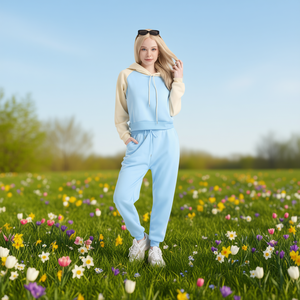 Tuta Casual da Donna con Cappuccio, Lunghezza Intera, Color Block, 100% Cotone, Vestibilità Ampia con Tasche Laterali, Abbigliamento Primaverile - Product Image 2