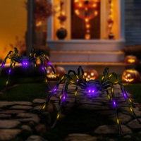 Decoración de Halloween con Araña, Juguete Espeluznante con Telaraña Grande, Accesorio para Interiores y Exteriores, para Jardín, Patio, Hogar, Fiesta, Casa Embrujada