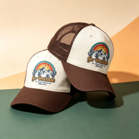 Gorra Trucker con Parche Tejido de Paisaje Desértico Occidental Retro, Unisex, Transpirable, de Malla, para Senderismo, Camping, Uso Diario y Urbano