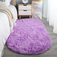 Alfombra Moderna de Pelo de Poliéster Ovalada de Color Sólido, Alfombra Afelpada para Sala de Estar, Dormitorio, Junto a la Cama, Lavable a Máquina