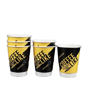 High Quality PE Coating Disposable Tea Milk Drinking Coffee Double Wall Paper Cup For Office Home Company