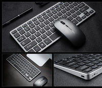 Clavier et souris sans fil ergonomiques pour ordinateur de bureau, ultra-minces, silencieux, rechargeables, double mode 2.4G, personnalisés pour PC
