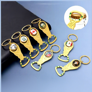 Llavero Abridor de Botellas con Trofeo de la Copa Mundial de Fútbol 2026, Metal, Logotipo Personalizado, Escudo de la Selección Nacional, Recuerdo para Aficionados al Fútbol, Estados Unidos, México, Canadá - Product Image 1