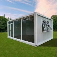 Casa Contenedor Prefabricada de Lujo con Pared de Cortina de Vidrio de 20 pies, Unidad de Vivienda Modular Desmontable para Alojamiento en Hoteles al Aire Libre