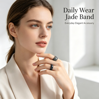 Bague en jadéite noire naturelle, type A, bague unisexe en jade pour hommes et femmes, bijoux en gros, cadeau
