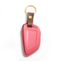 Étui pour clé de voiture en cuir véritable fait main, housse de protection pour clé télécommande intelligente avec porte-clés en laiton, logo personnalisé en gros