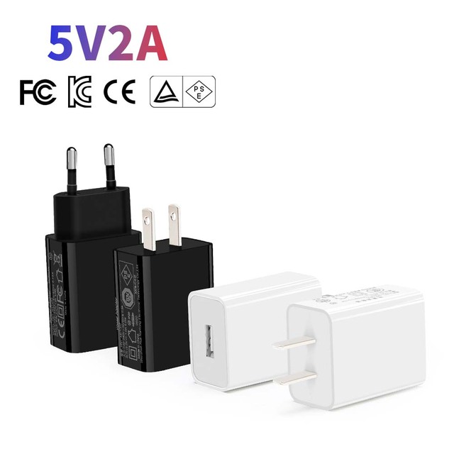 FCC CE PSE KC Certified 5V 2A USB Wall Charger 10W for Android Phones and Smart Watches in India Fast Charging Power Adapter