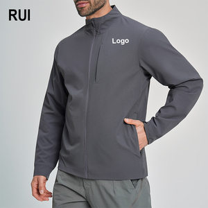 RUIQUWIN Custom Logo <b>Men's</b> Soft Skin Friendly Zip Up <b>Jacket</b> Stand Collar Long Sleeve Sportswear for Outdoor Workout Training - Product Image 1