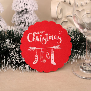 Suministros de decoración navideña Estera de Navidad Decoración Fiesta de Navidad Mesa de hogar Juego de mesa de fiesta artesanal Posavasos de taza de Feliz Navidad - Product Image 6