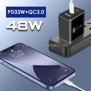 EU UK US 48W <b>USB</b> <b>C</b> Power <b>Adapter</b> with LED Light QC3.0 <b>USB</b> Dual Port Travel Fast Charging Head Smartphone Wall Charger - Product Image 6