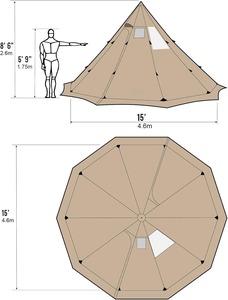 Grande <span class=keywords><strong>Tenda</strong></span> Tipi per 4-6 Persone con Foro per Stufa, <span class=keywords><strong>Tenda</strong></span> Piramidale in Tela Impermeabile per Campeggio Invernale, Bushcraft, Caccia, Pesca - Product Image 4