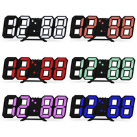 Reloj despertador de pared Digital Jumbo, con pantalla de brillo, LED, luz nocturna, Snooze, para el hogar, cocina, oficina, estilo moderno, Relojes de pared 3d