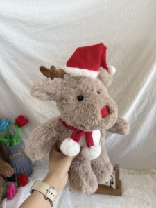 Cappello di Natale da 37 cm per Sublimazione, Simpatico Peluche di Renna Marrone, Regalo Termotrasferibile, <span class=keywords><strong>Cervo</strong></span> con Pancia Bianca per Compleanno Bambini - Product Image 5