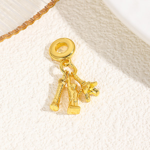 Pendentifs en or 18 carats sur le thème du <span class=keywords><strong>voyage</strong></span>, avion, tour Eiffel, chaussure à talons hauts, boîte à maquillage, breloques pour bracelet <span class=keywords><strong>Pandora</strong></span>, bijoux - Product Image 3