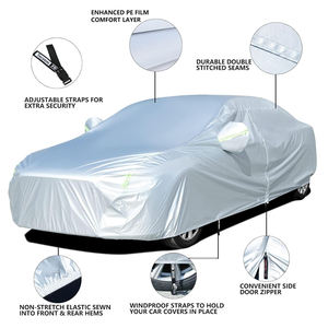 Housse de <span class=keywords><strong>voiture</strong></span> complète Pulato LT-CC-2 de haute qualité, 2 couches, fermeture éclair, imperméable/protection UV, prévention de la neige et de la glace, rejet de 99% des UV/90% des IR - Product Image 3