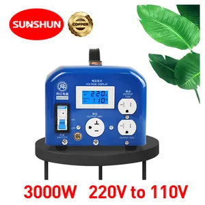 Shunhong 3000w 스텝 다운 변압기 220v ~ 110v 및 100v 전기 변압기 3KW 3000va 전압 변환기 전문 240 120