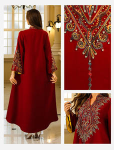 عباءة دبي من البوليستر قابلة للتنفس، فستان سهرة فاخر بسيط للنساء المسلمات، متوفر في المخزون من مصنع OEM/ODM - Product Image 6