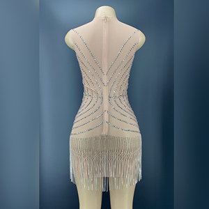 NOVANCE Y2210 Robes de soirée à paillettes Robes de bal transparentes à franges blanches avec strass Robes de soirée Robes de boîte de nuit - Product Image 6