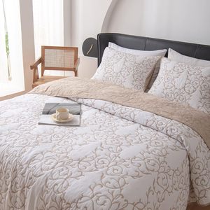 Gran oferta, nuevo diseño, edredón de <span class=keywords><strong>cama</strong></span> suave, <span class=keywords><strong>colcha</strong></span> de microfibra ligera, <span class=keywords><strong>colcha</strong></span> bordada de 3 uds. - Product Image 3