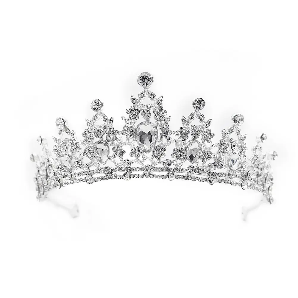 Accesorios nupciales rhinestone aleación corona vestido de novia cumpleaños corona tocados luz lujo retro diamante corona