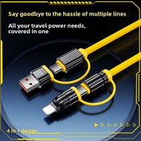 Kabel Pengisian Cepat 240W 6A USB-A Empat-dalam-Satu dengan Konektor Micro USB/Type-C untuk Ponsel & Penggunaan di Mobil